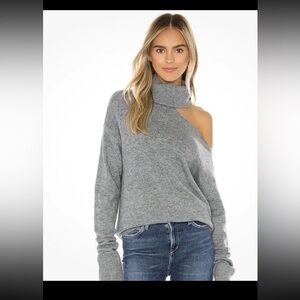 PAIGE Women's Raundi Grey Turtleneck Cold Shoulder Sweater 
size Medium